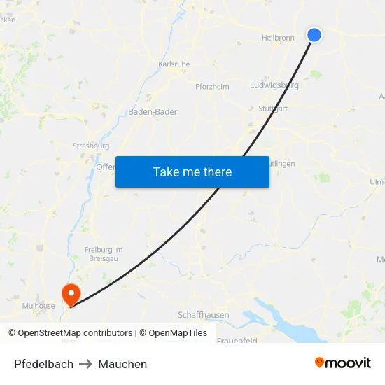 Pfedelbach to Mauchen map