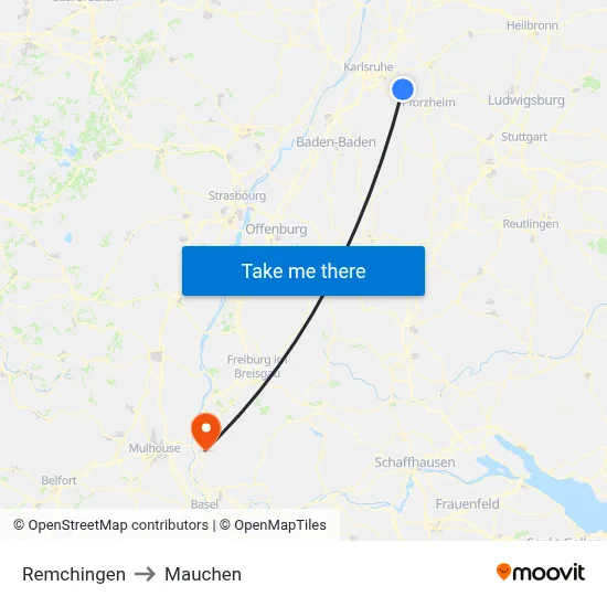 Remchingen to Mauchen map