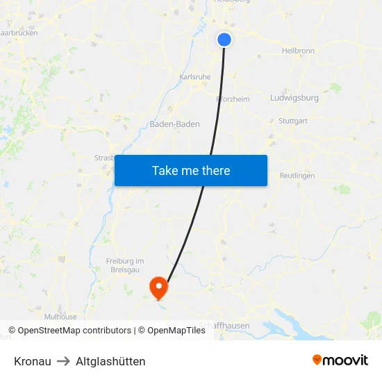 Kronau to Altglashütten map