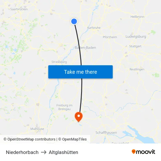 Niederhorbach to Altglashütten map