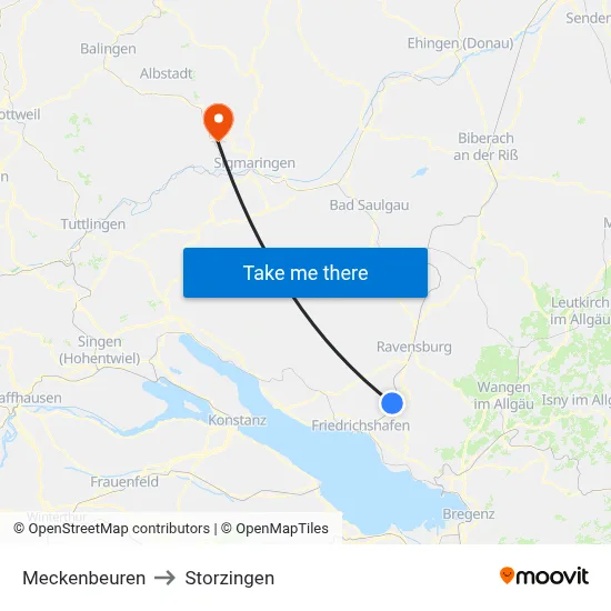 Meckenbeuren to Storzingen map