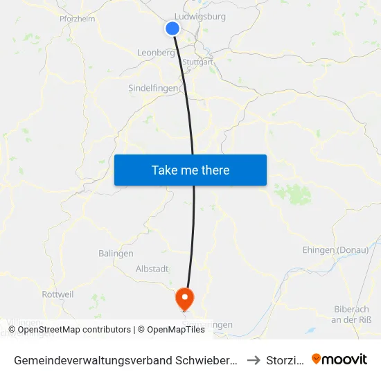 Gemeindeverwaltungsverband Schwieberdingen-Hemmingen to Storzingen map