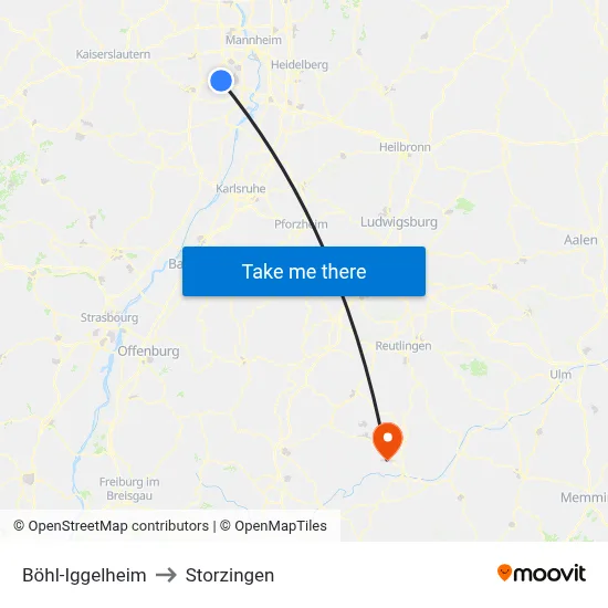 Böhl-Iggelheim to Storzingen map