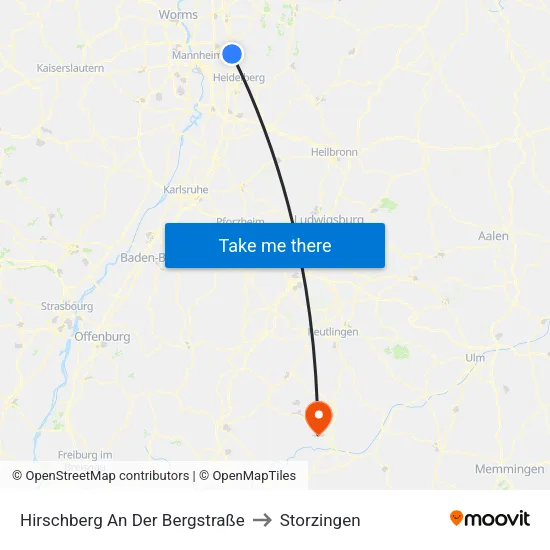 Hirschberg An Der Bergstraße to Storzingen map