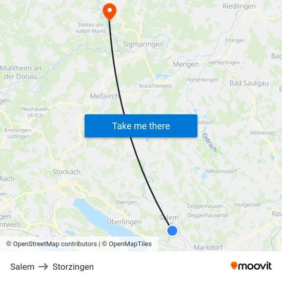 Salem to Storzingen map
