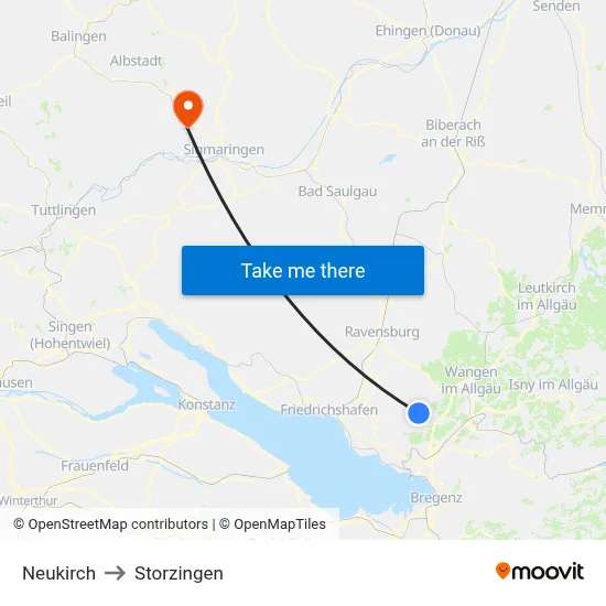 Neukirch to Storzingen map