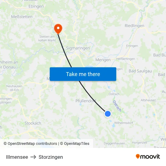 Illmensee to Storzingen map