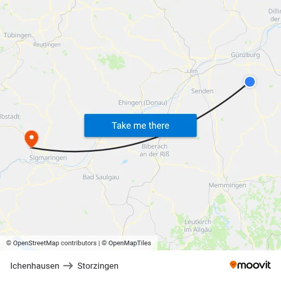 Ichenhausen to Storzingen map
