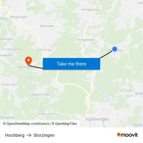 Hochberg to Storzingen map