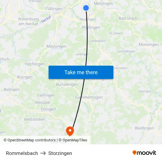 Rommelsbach to Storzingen map
