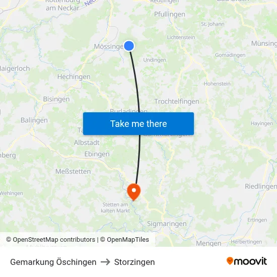 Gemarkung Öschingen to Storzingen map
