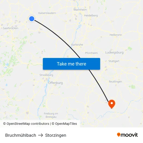 Bruchmühlbach to Storzingen map