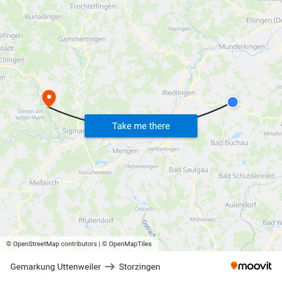 Gemarkung Uttenweiler to Storzingen map