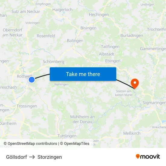 Göllsdorf to Storzingen map