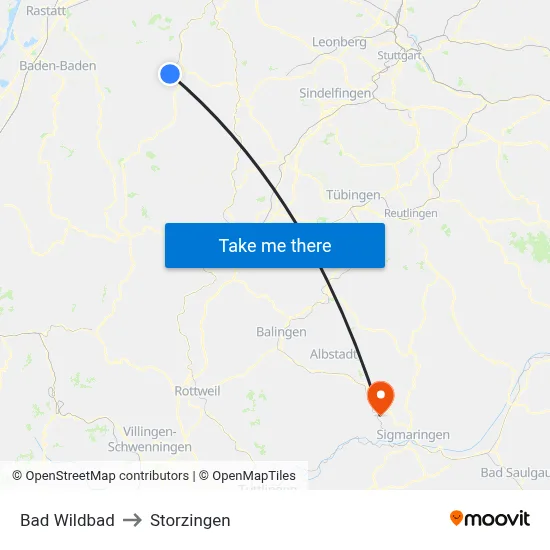 Bad Wildbad to Storzingen map