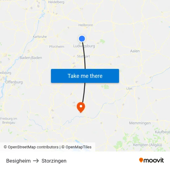 Besigheim to Storzingen map