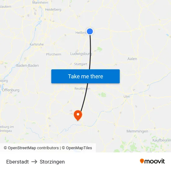 Eberstadt to Storzingen map