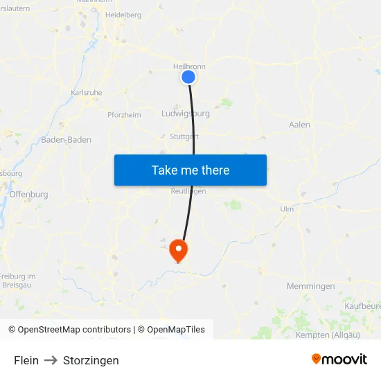 Flein to Storzingen map