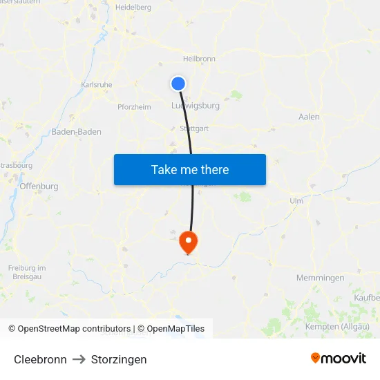 Cleebronn to Storzingen map