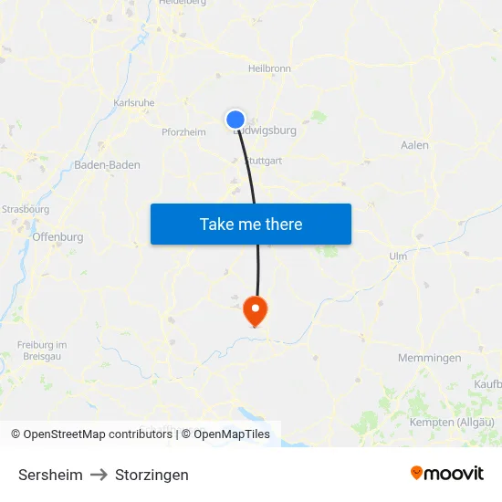 Sersheim to Storzingen map