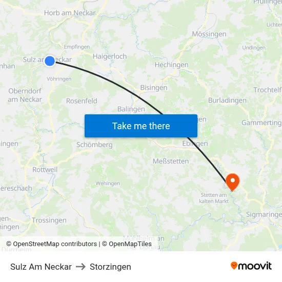 Sulz Am Neckar to Storzingen map