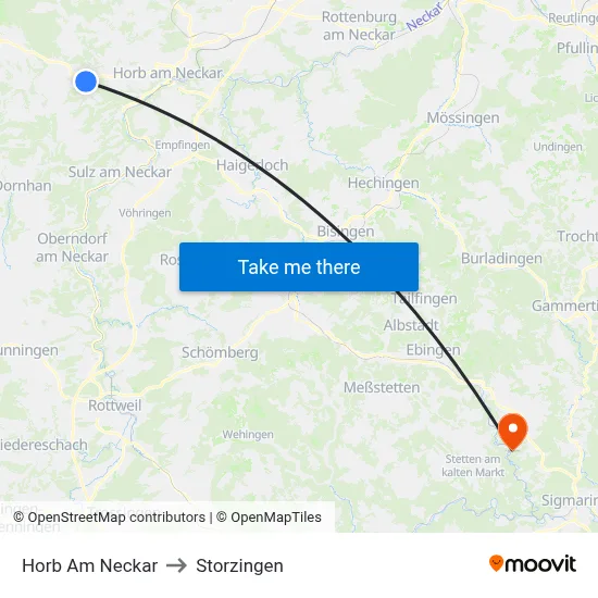Horb Am Neckar to Storzingen map