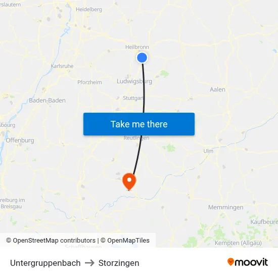 Untergruppenbach to Storzingen map