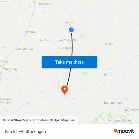Ilsfeld to Storzingen map