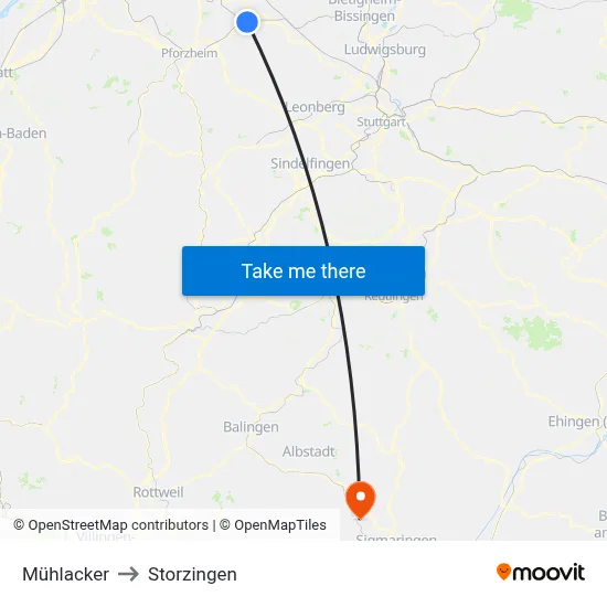 Mühlacker to Storzingen map