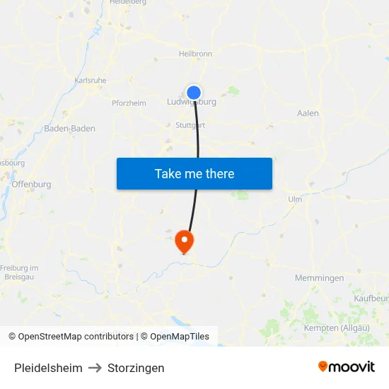 Pleidelsheim to Storzingen map