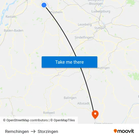 Remchingen to Storzingen map