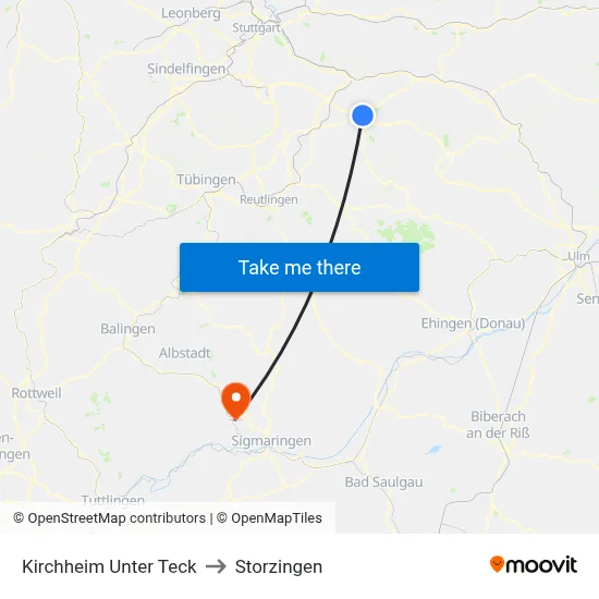 Kirchheim Unter Teck to Storzingen map