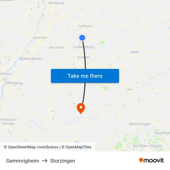Gemmrigheim to Storzingen map