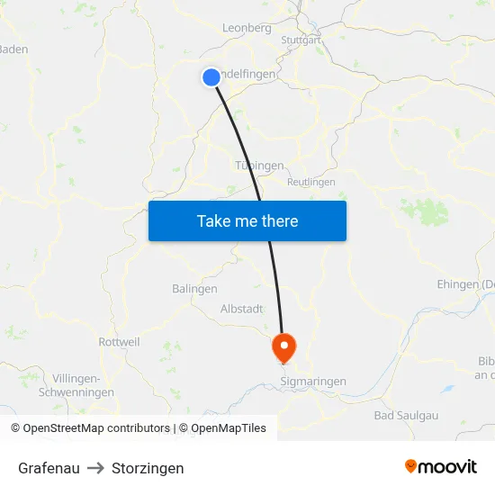 Grafenau to Storzingen map