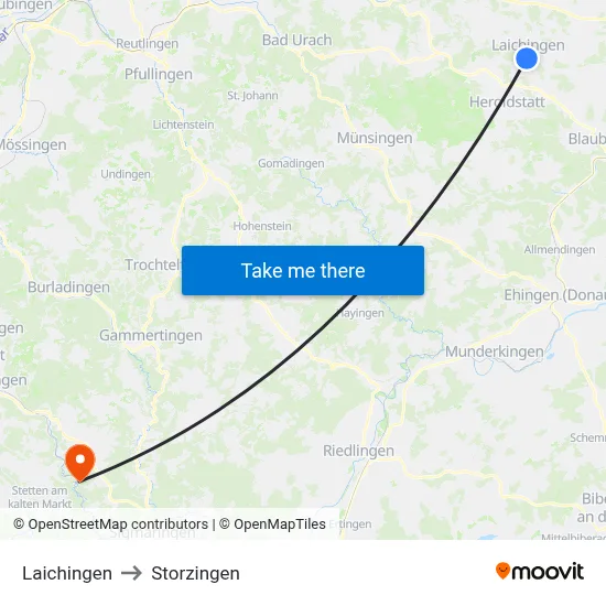 Laichingen to Storzingen map
