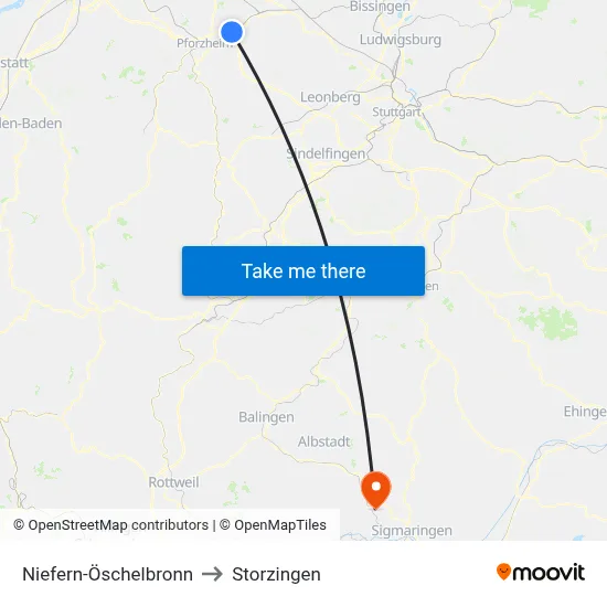 Niefern-Öschelbronn to Storzingen map