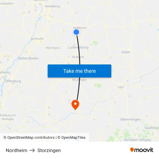 Nordheim to Storzingen map