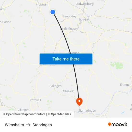 Wimsheim to Storzingen map