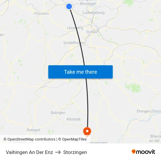 Vaihingen An Der Enz to Storzingen map