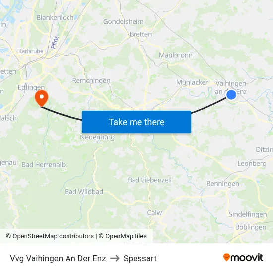 Vvg Vaihingen An Der Enz to Spessart map