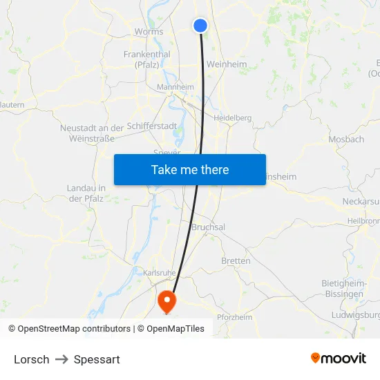 Lorsch to Spessart map
