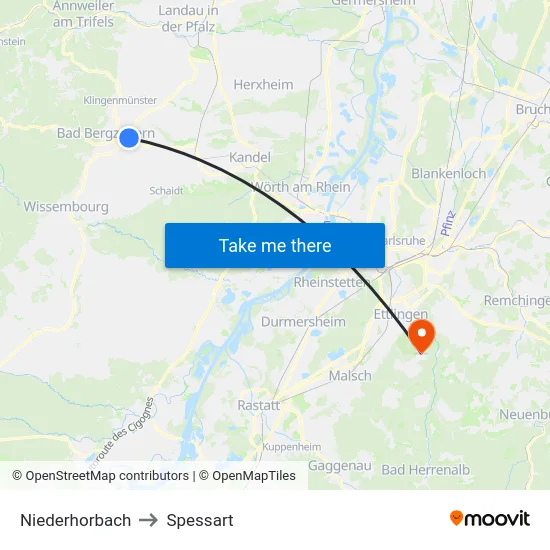 Niederhorbach to Spessart map