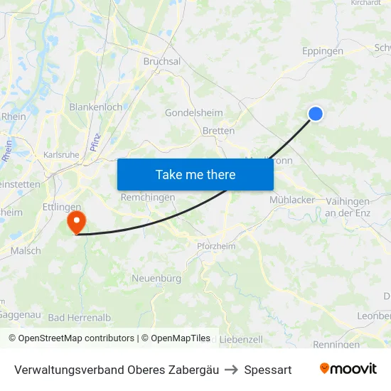 Verwaltungsverband Oberes Zabergäu to Spessart map