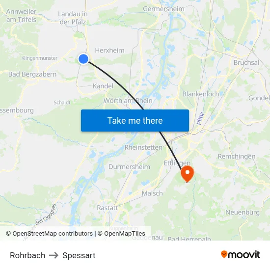 Rohrbach to Spessart map