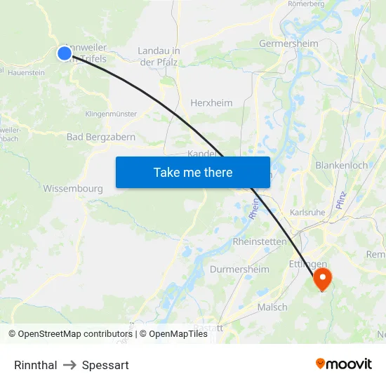 Rinnthal to Spessart map