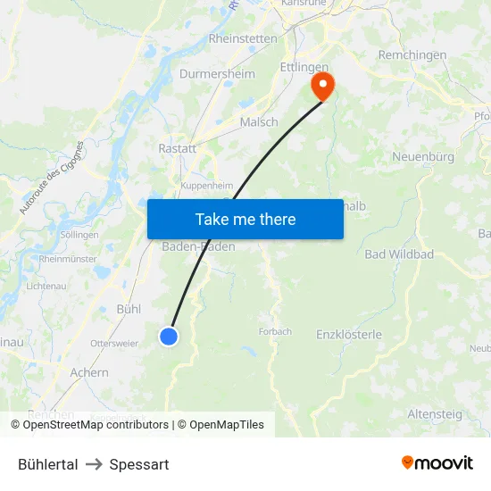Bühlertal to Spessart map