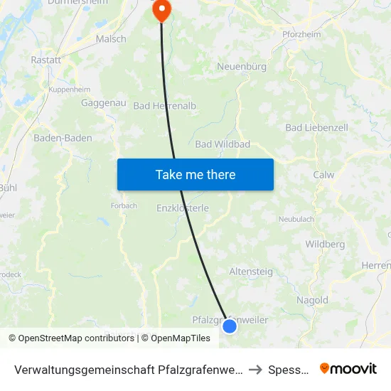 Verwaltungsgemeinschaft Pfalzgrafenweiler to Spessart map