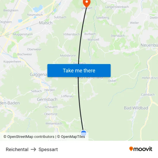 Reichental to Spessart map