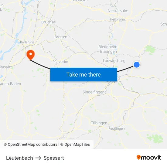 Leutenbach to Spessart map