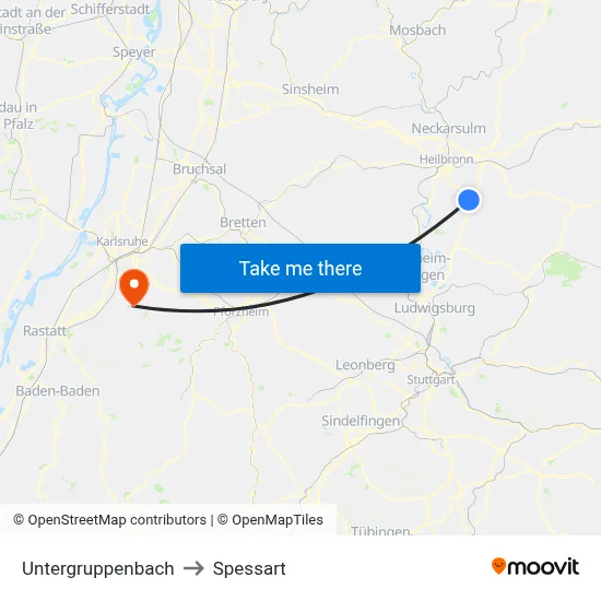 Untergruppenbach to Spessart map